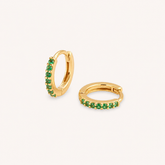 Emerald Glow Mini Hoops