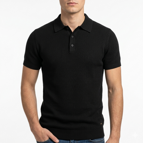 Polo Noir Texturé Élégance Premium
