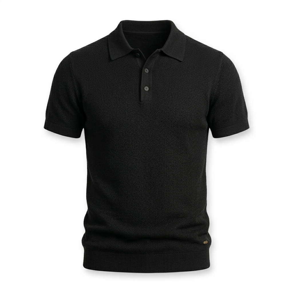 Polo Noir Texturé Élégance Premium